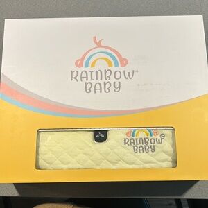 Rainbow baby heated blanket in yellow cotton